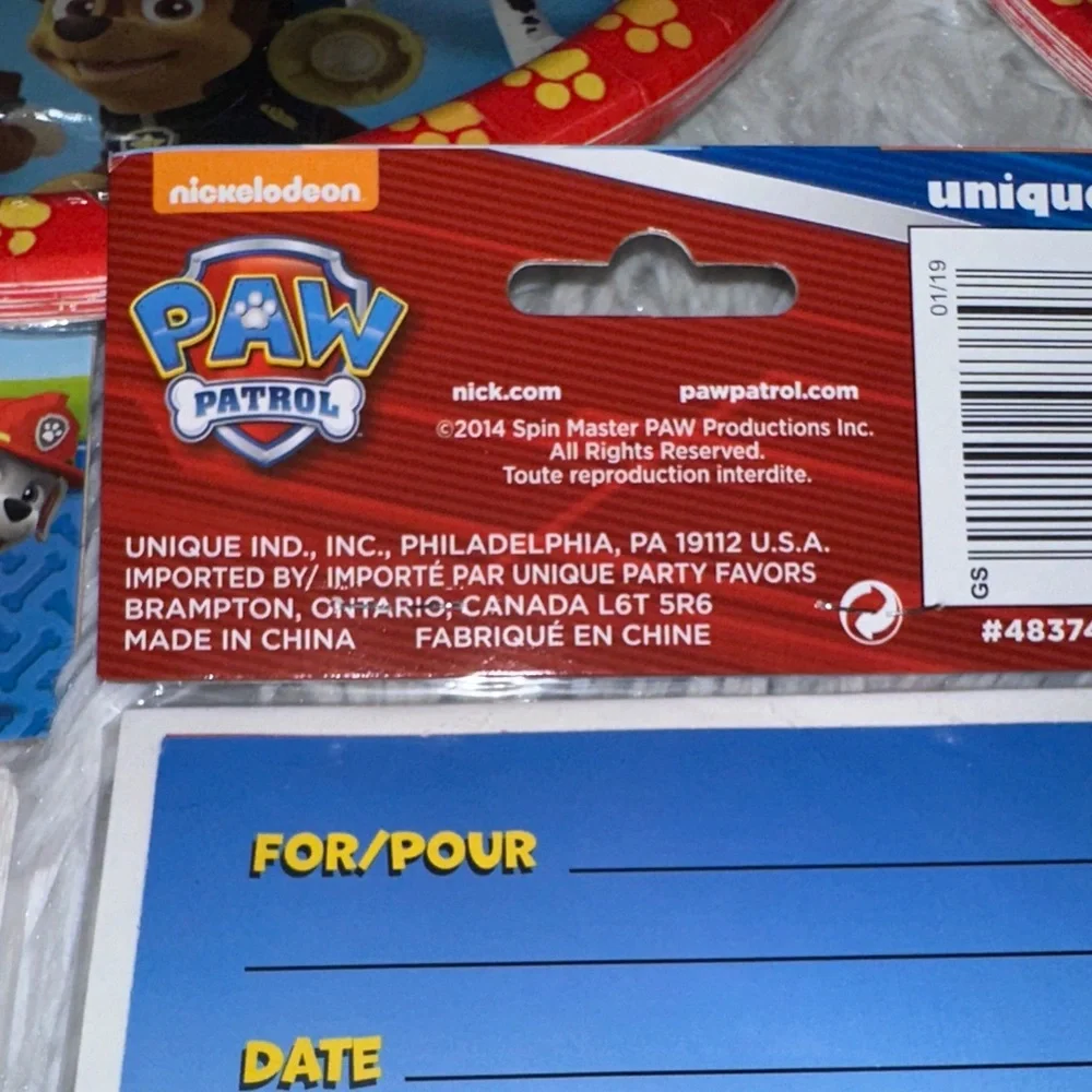 Paw Patrol Party Set - Invitations Plates Napkins Tablecover Lot